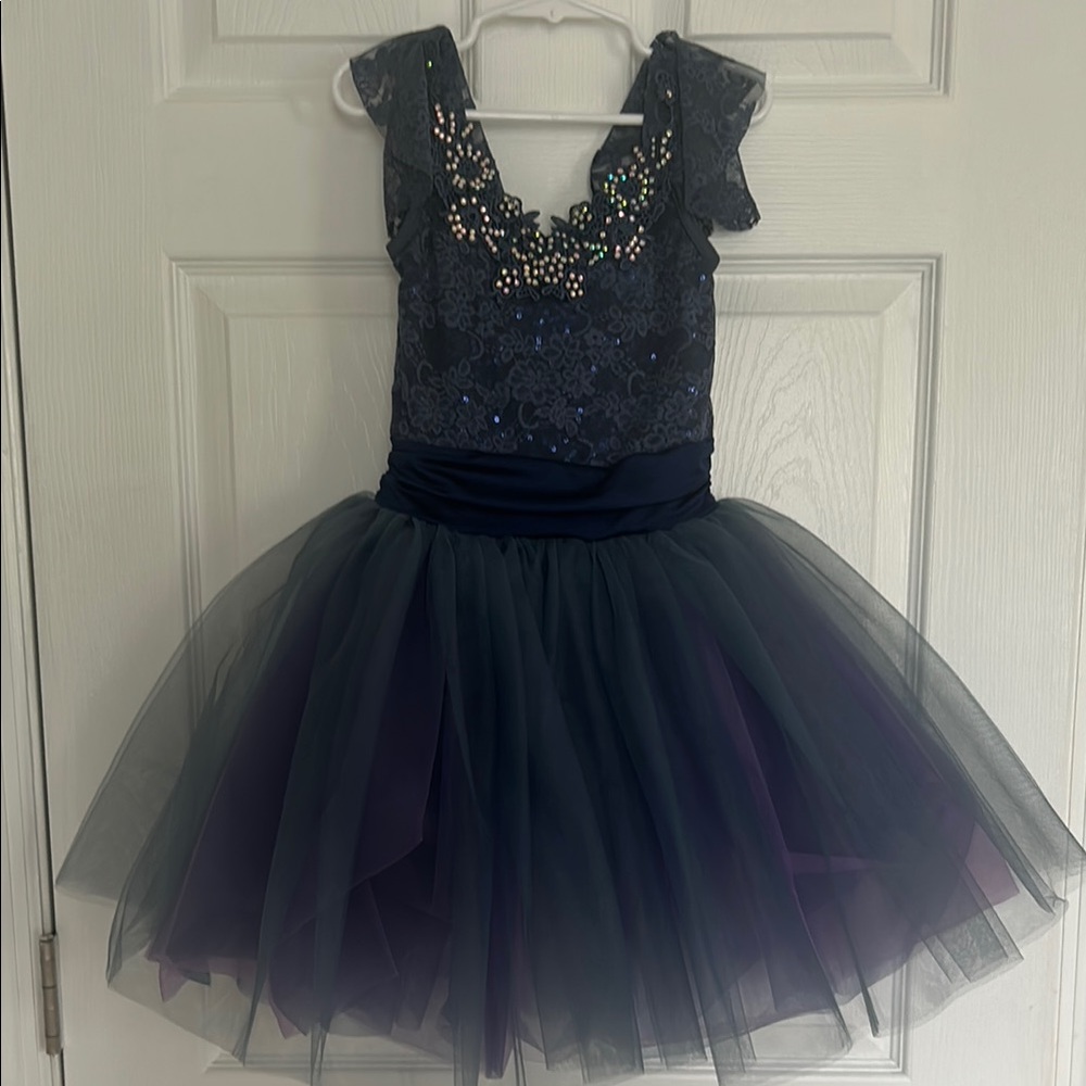 Weissman Blue and Purple Dance Costume with Sparkling Bodice
